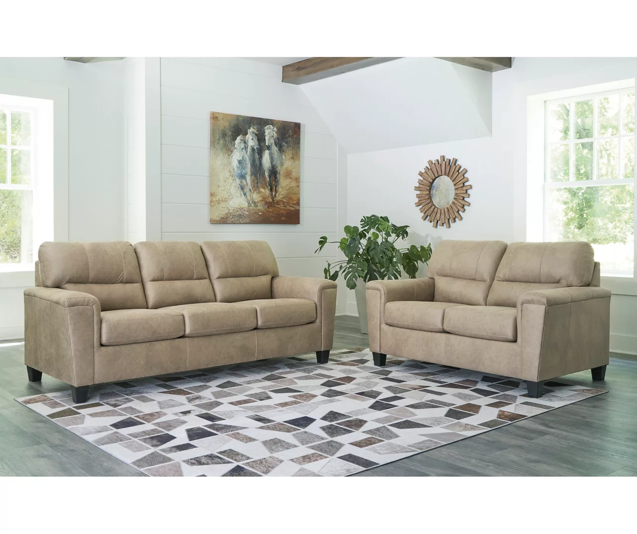 Tishen Pebble Sand Faux Leather Loveseat Tishen Pebble Sand Faux Leather Loveseat -Home Furniture Store 810669862 A1 3