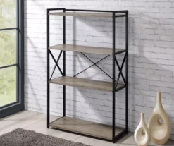 Corday Gray Wood 4-Shelf Open Bookcase -Home Furniture Store 810680821 B0 2