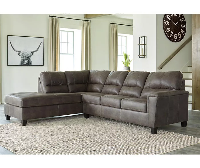 Signature Design By Ashley Navi Smoke Faux Leather Sectional with Left-Facing Chaise Signature Design By Ashley Navi Smoke Faux Leather Sectional With Left-Facing Chaise -Home Furniture Store combo760010 1