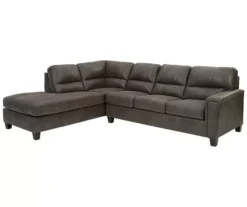 Signature Design By Ashley Navi Smoke Faux Leather Sectional With Left-Facing Chaise