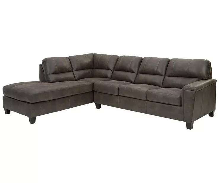 Signature Design By Ashley Navi Smoke Faux Leather Sectional with Left-Facing Chaise Signature Design By Ashley Navi Smoke Faux Leather Sectional With Left-Facing Chaise -Home Furniture Store combo760010