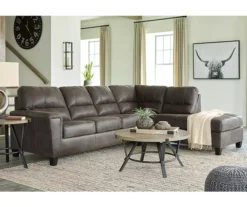 Signature Design By Ashley Navi Smoke Faux Leather Sleeper Sectional With Right-Facing Chaise -Home Furniture Store combo760013 3