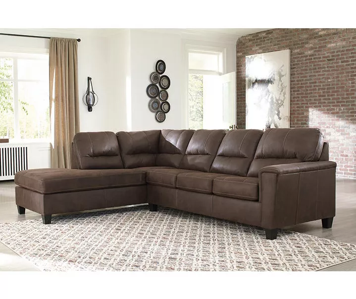 Signature Design By Ashley Navi Chestnut Faux Leather Sectional with Left-Facing Chaise Signature Design By Ashley Navi Chestnut Faux Leather Sectional With Left-Facing Chaise -Home Furniture Store combo760014 1