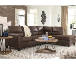 Signature Design By Ashley Navi Chestnut Faux Leather Sectional With Right-Facing Chaise -Home Furniture Store combo760015 3