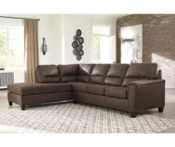 Signature Design By Ashley Navi Chestnut Faux Leather Sleeper Sectional With Left-Facing Chaise -Home Furniture Store combo760016 2