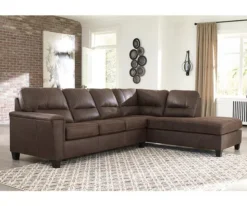 Signature Design By Ashley Navi Chestnut Faux Leather Sleeper Sectional With Right-Facing Chaise 4 Signature Design By Ashley Navi Chestnut Faux Leather Sleeper Sectional With Right-Facing Chaise -Home Furniture Store combo760017 2