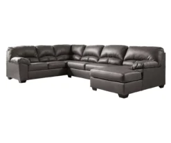 Signature Design By Ashley Aberton Gray Faux Leather 3-Piece Sectional With Right-Facing Chaise