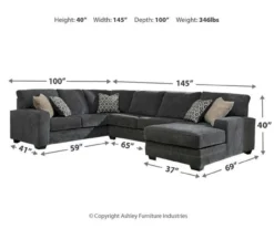 Signature Design By Ashley Tracling Gray 3-Piece Sectional -Home Furniture Store combo910005 2