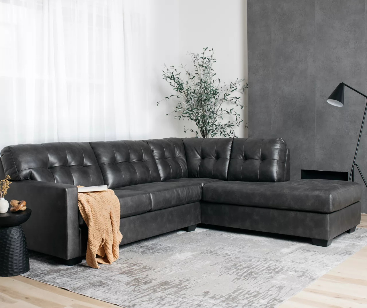 Signature Design By Ashley Battstone Steel Faux Leather Sectional Signature Design By Ashley Battstone Steel Faux Leather Sectional -Home Furniture Store combo920007 6